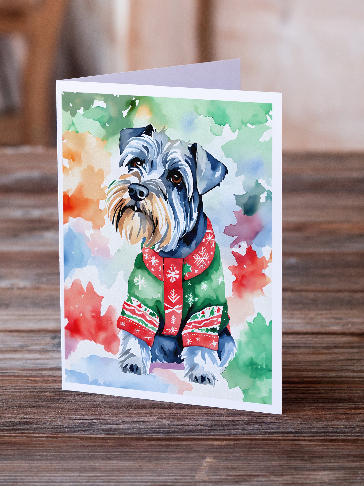 Schnauzer Christmas Greeting Cards Pack of 8