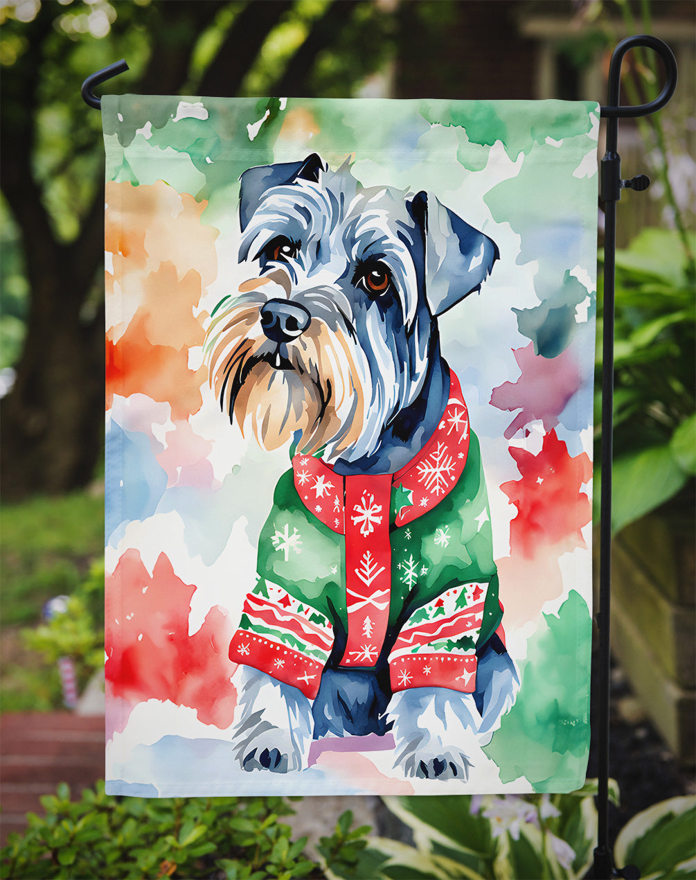 Schnauzer Christmas Garden Flag