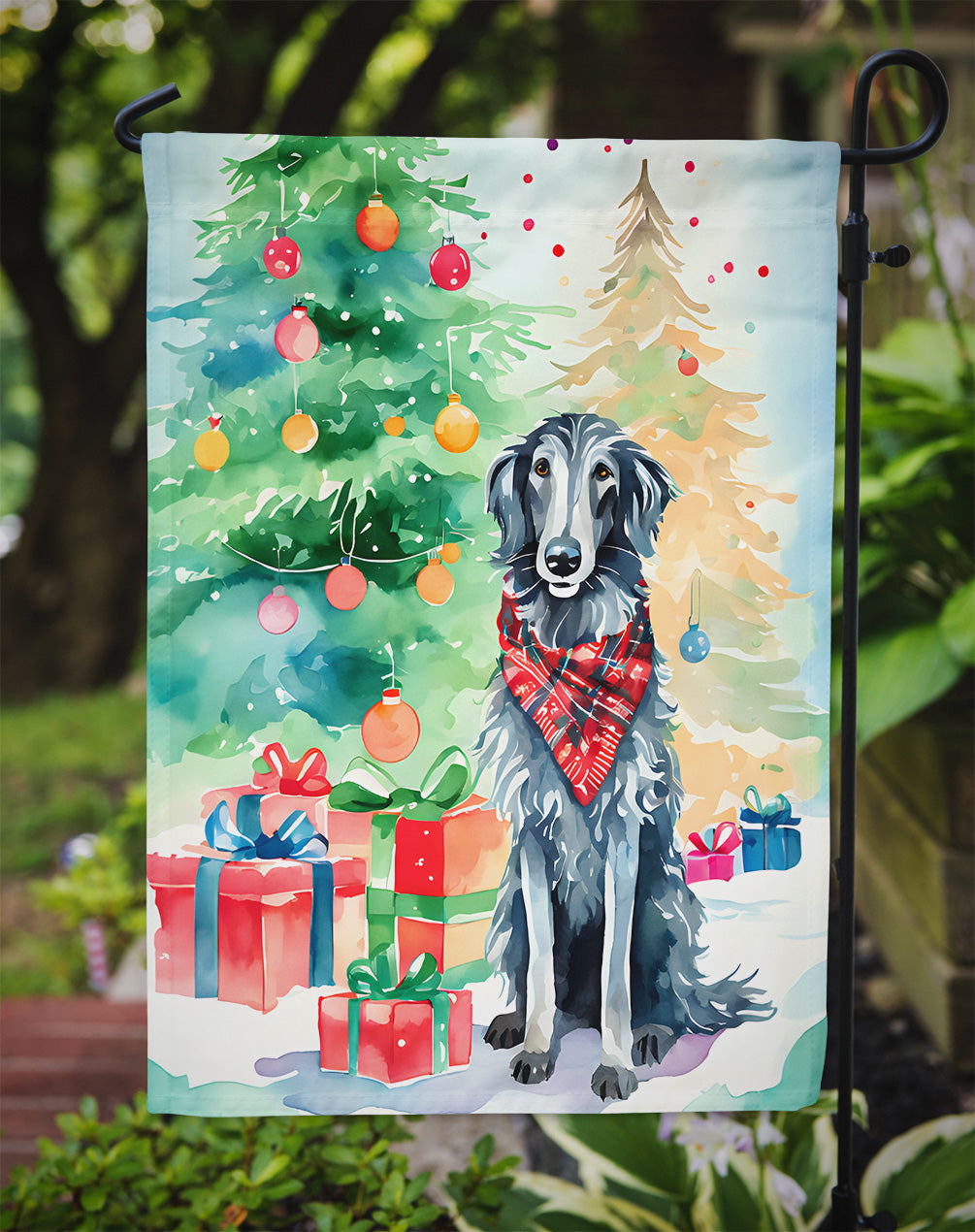 Scottish Deerhound Christmas Garden Flag