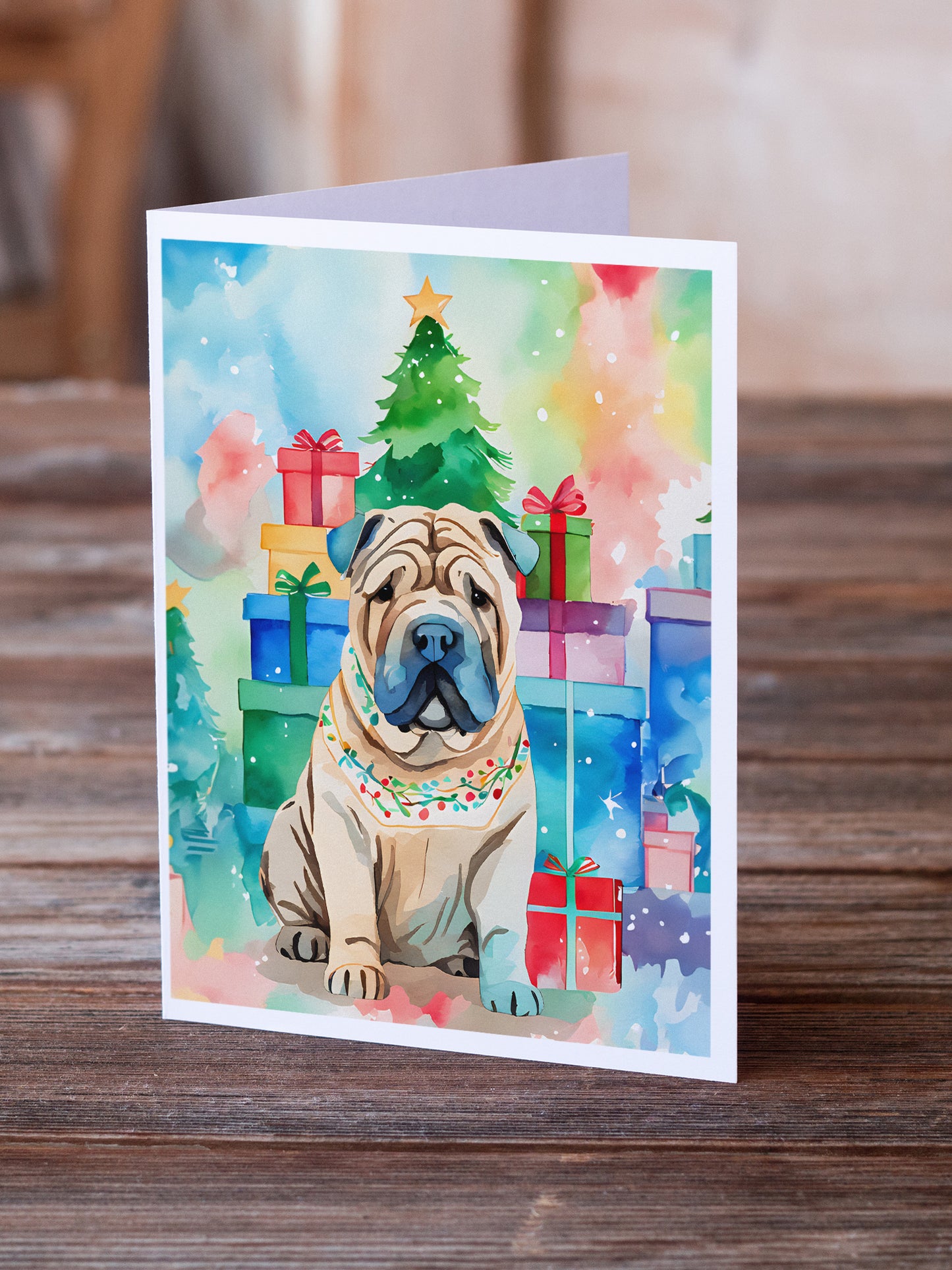 Shar Pei Christmas Greeting Cards Pack of 8