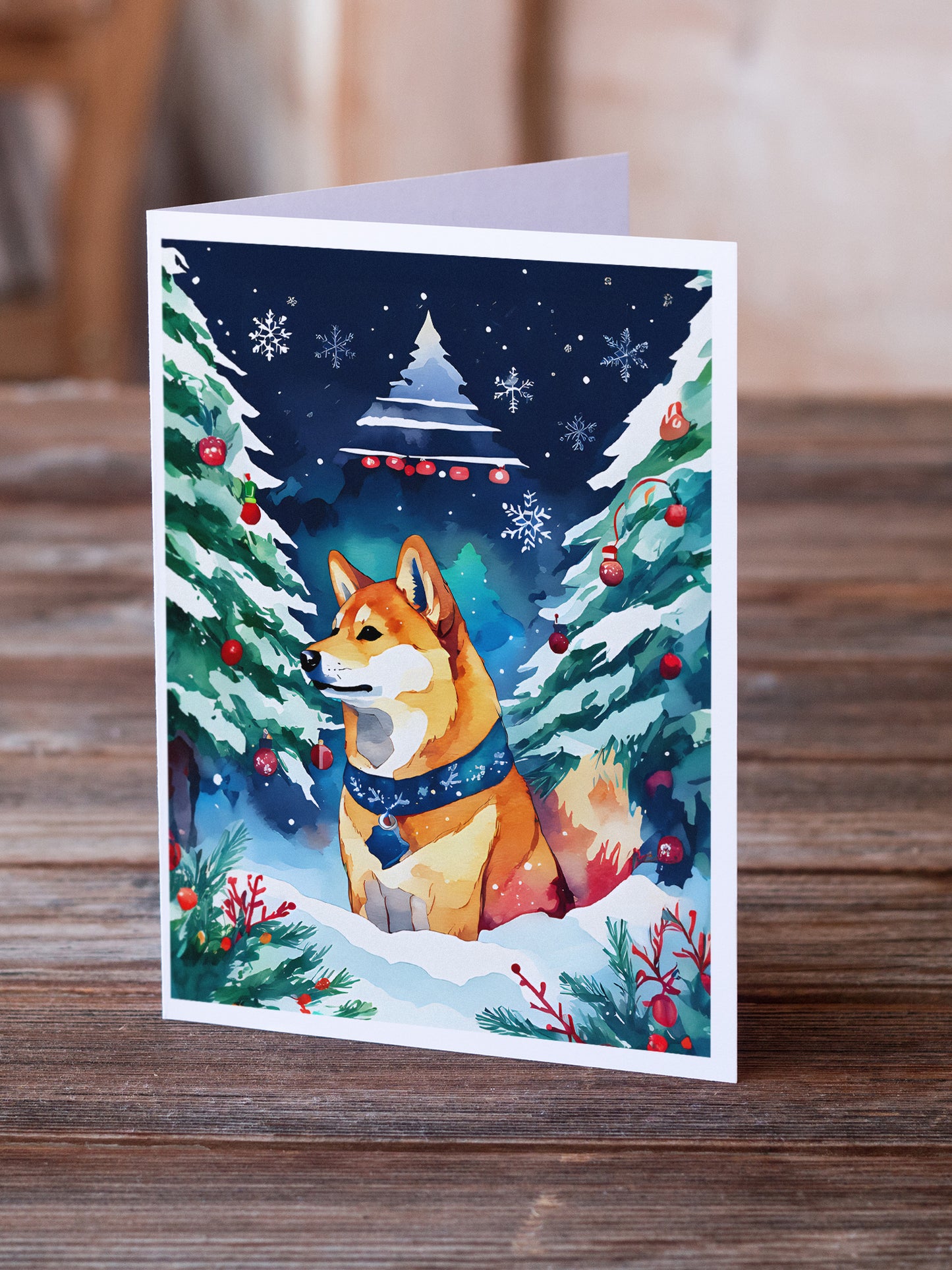 Shiba Inu Christmas Greeting Cards Pack of 8