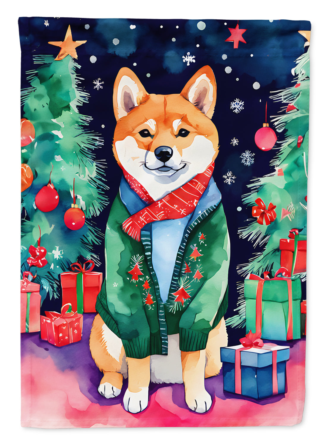 Buy this Shiba Inu Christmas House Flag