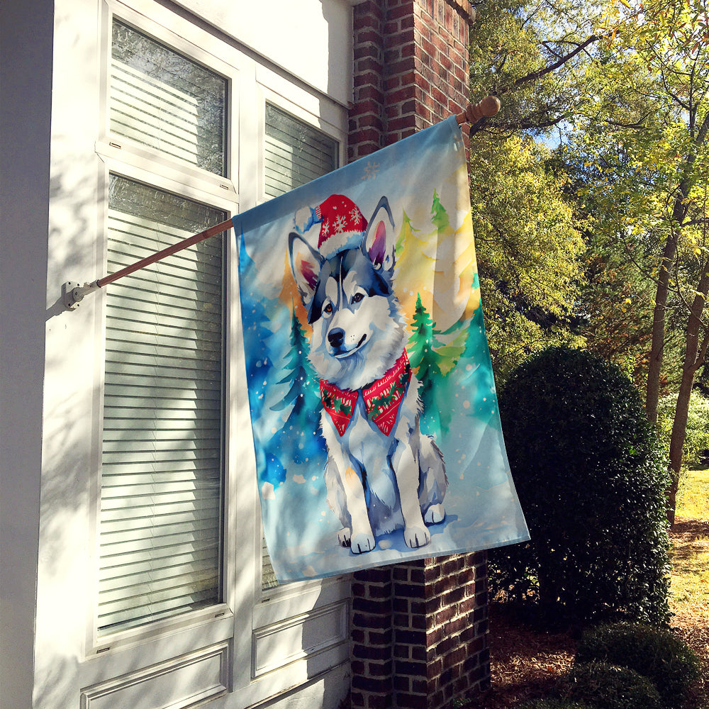 Siberian Husky Christmas House Flag