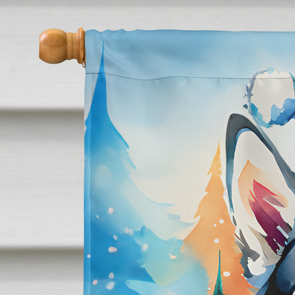 Siberian Husky Christmas House Flag