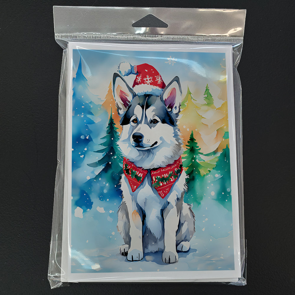 Siberian Husky Christmas Greeting Cards Pack of 8