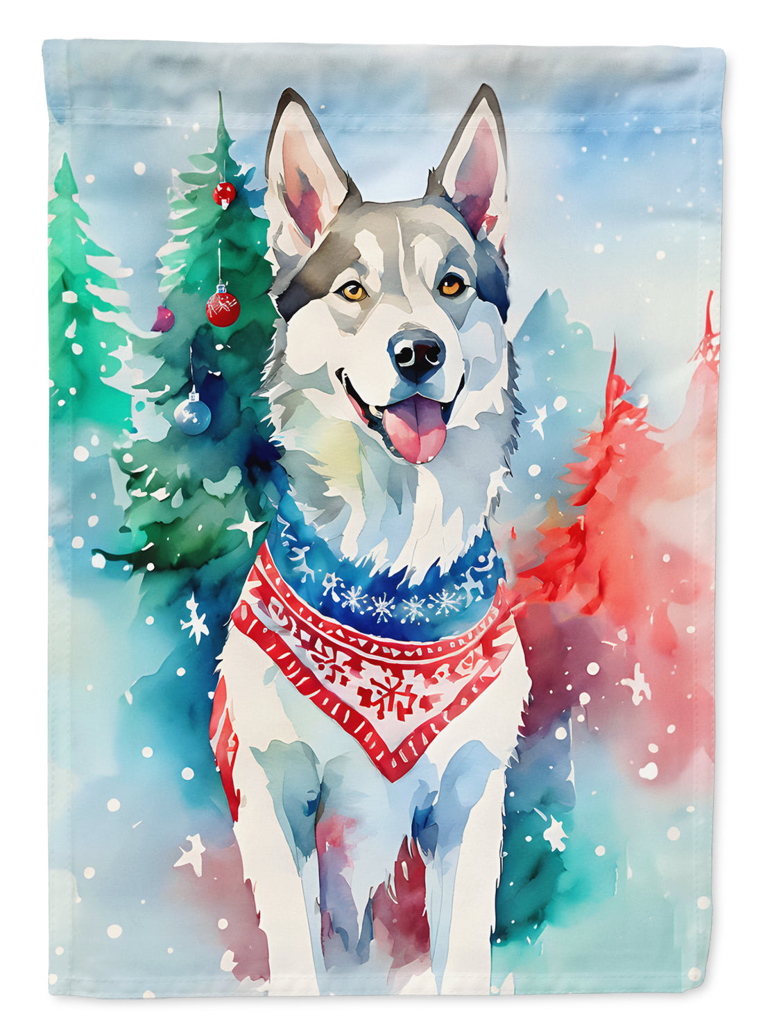 Buy this Siberian Husky Christmas House Flag