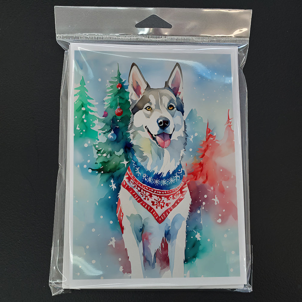 Siberian Husky Christmas Greeting Cards Pack of 8