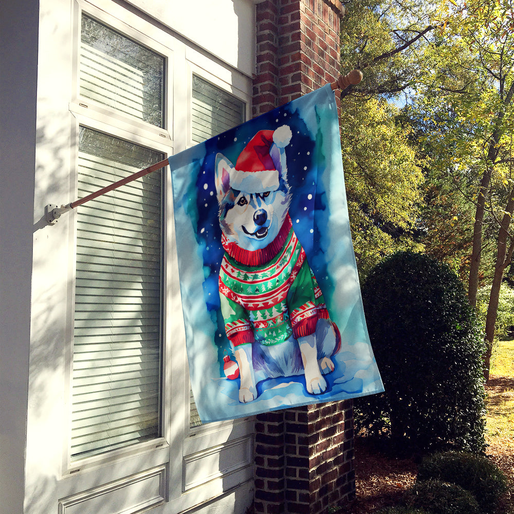 Siberian Husky Christmas House Flag