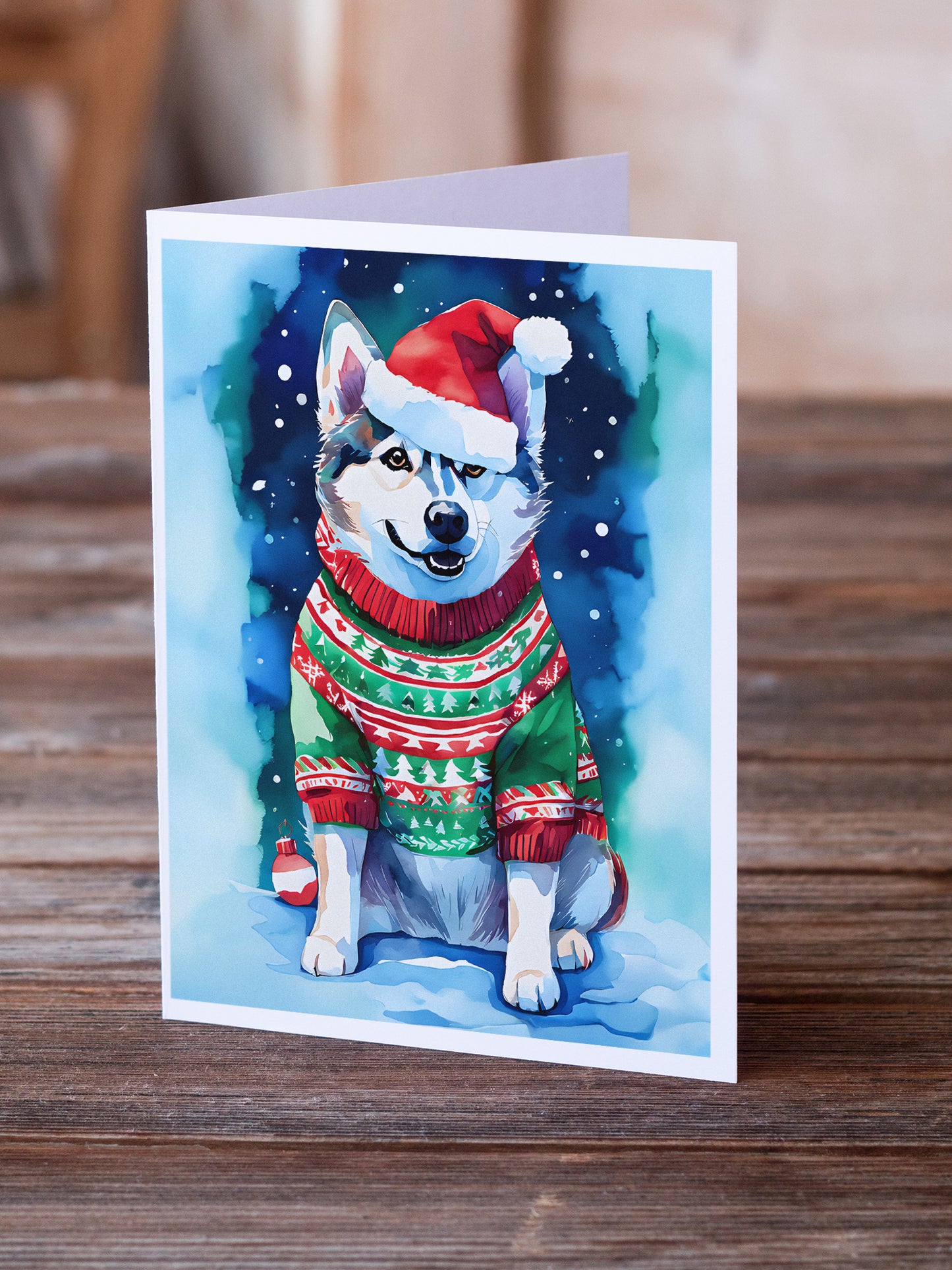 Siberian Husky Christmas Greeting Cards Pack of 8