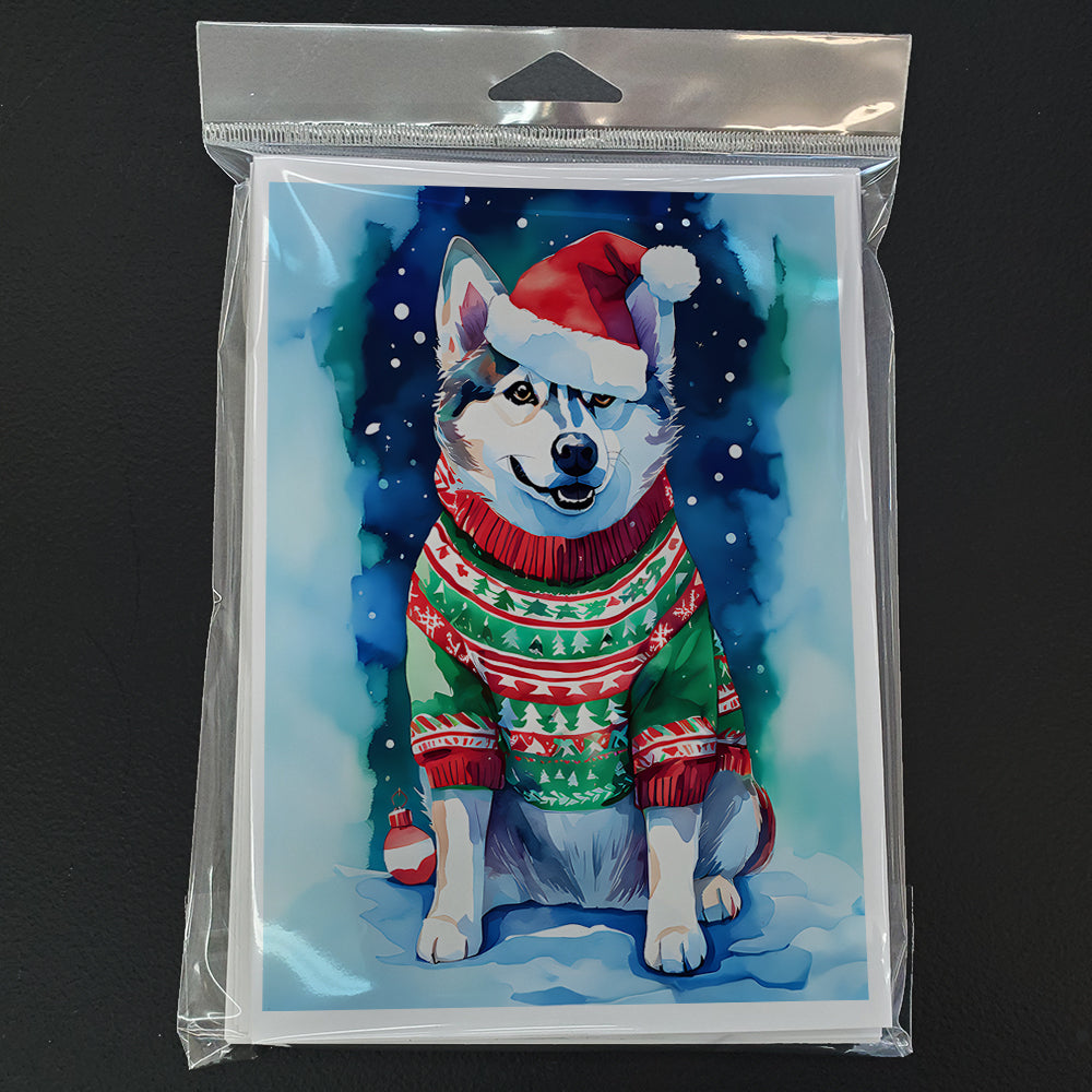 Siberian Husky Christmas Greeting Cards Pack of 8