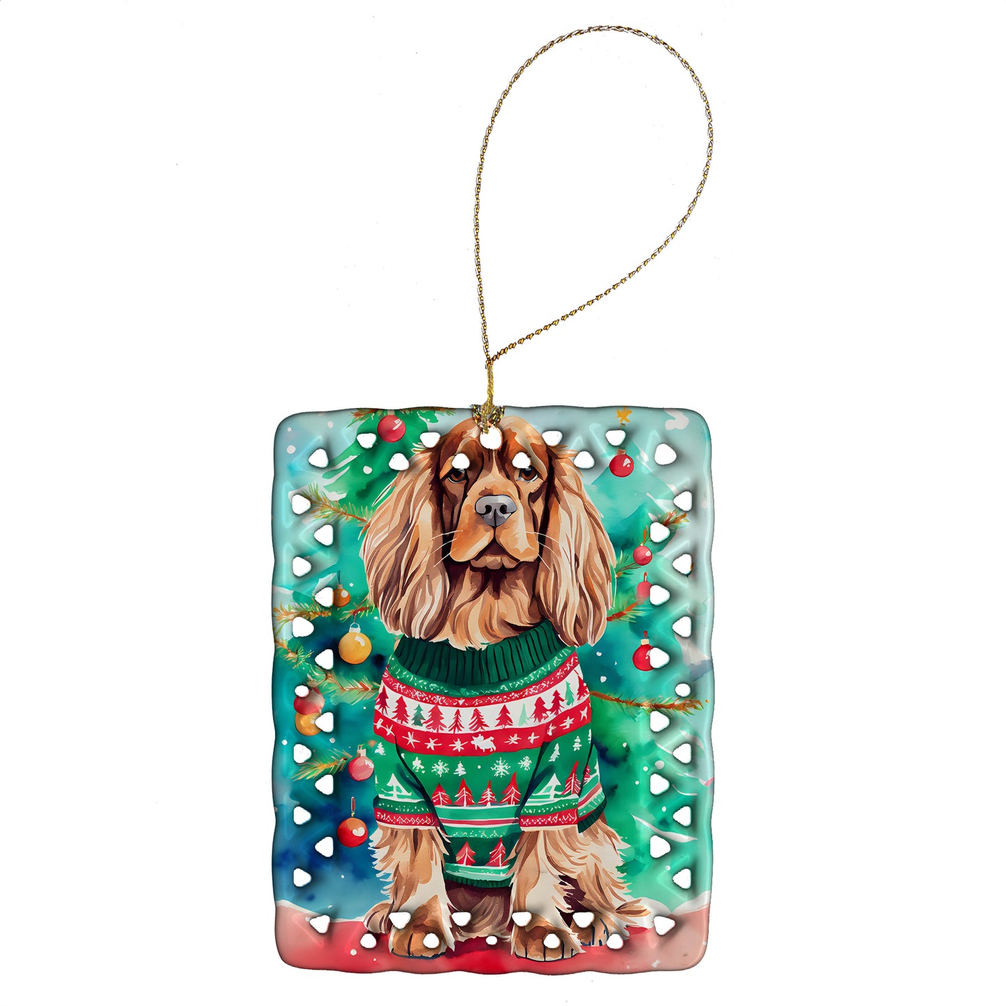 Buy this Sussex Spaniel Christmas Porcelain Ornament