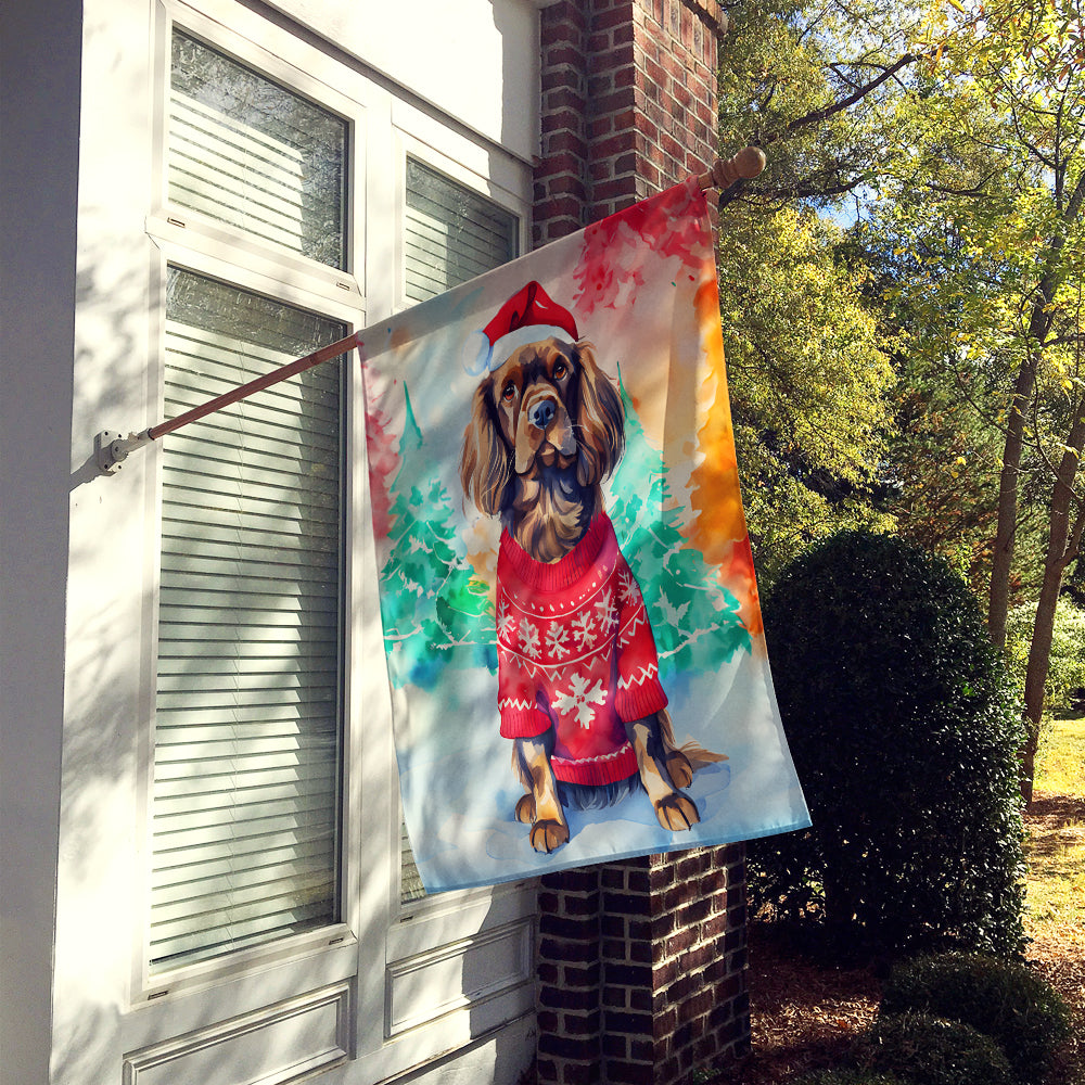 Sussex Spaniel Christmas House Flag