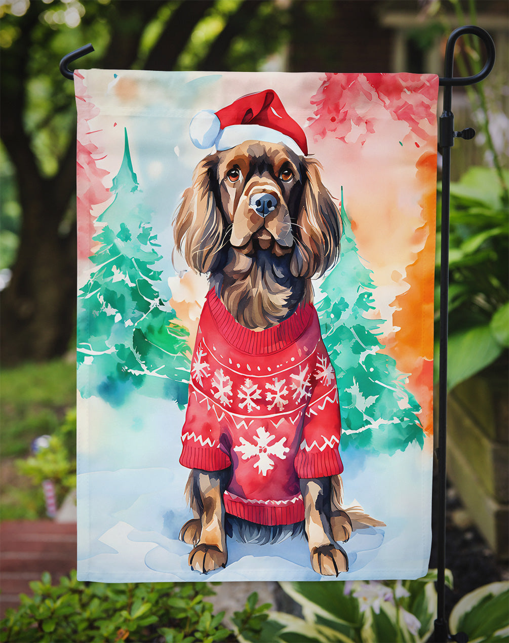 Sussex Spaniel Christmas Garden Flag