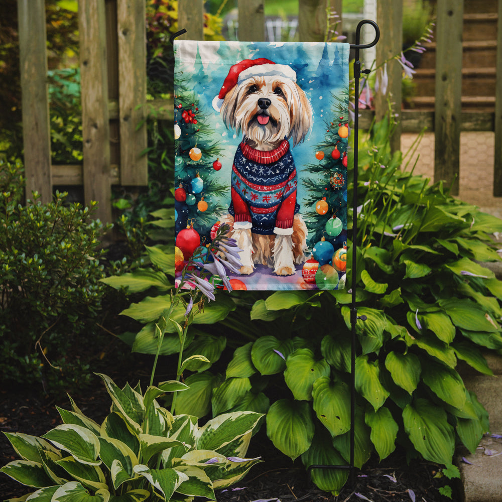 Tibetan Terrier Christmas Garden Flag