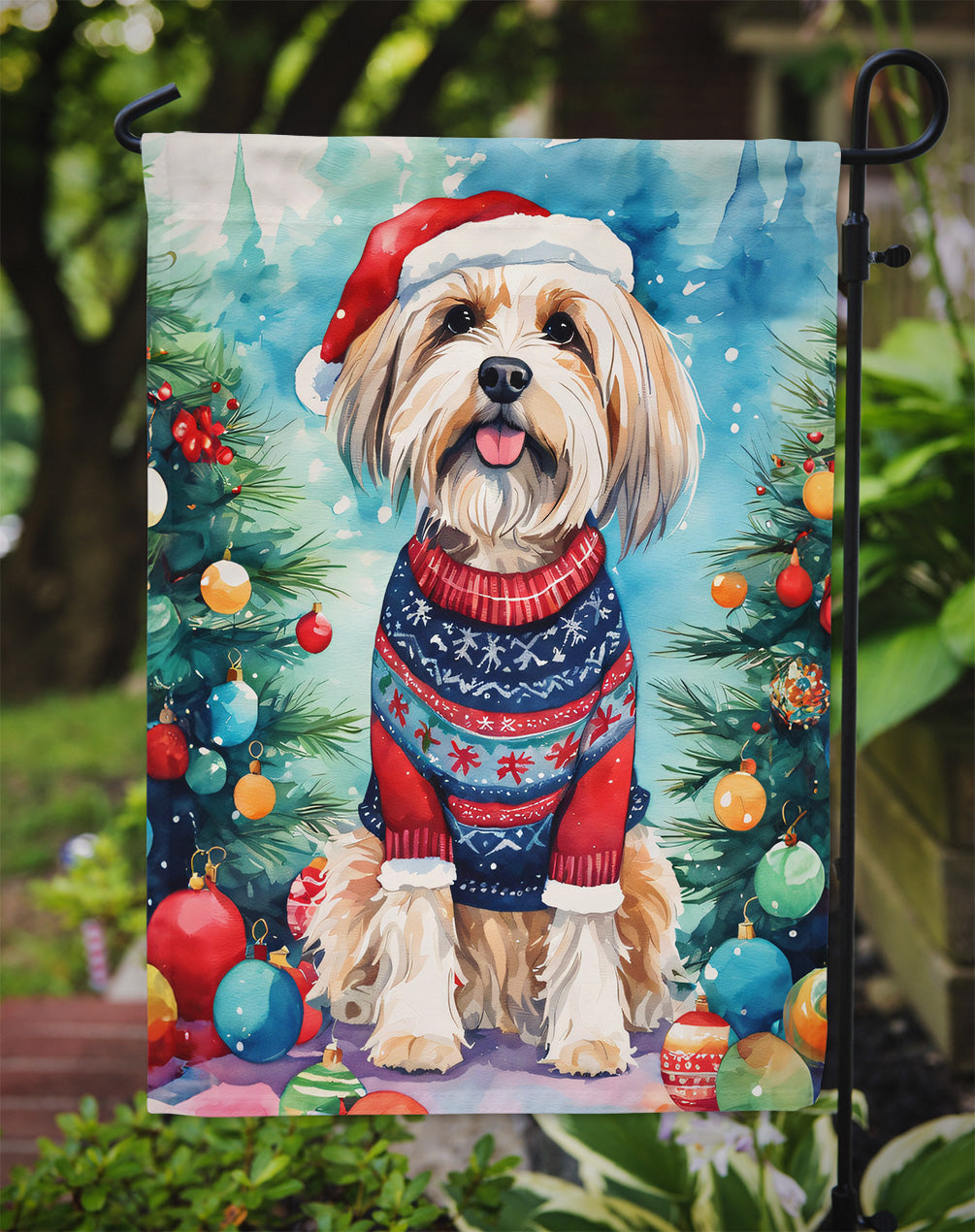 Tibetan Terrier Christmas Garden Flag