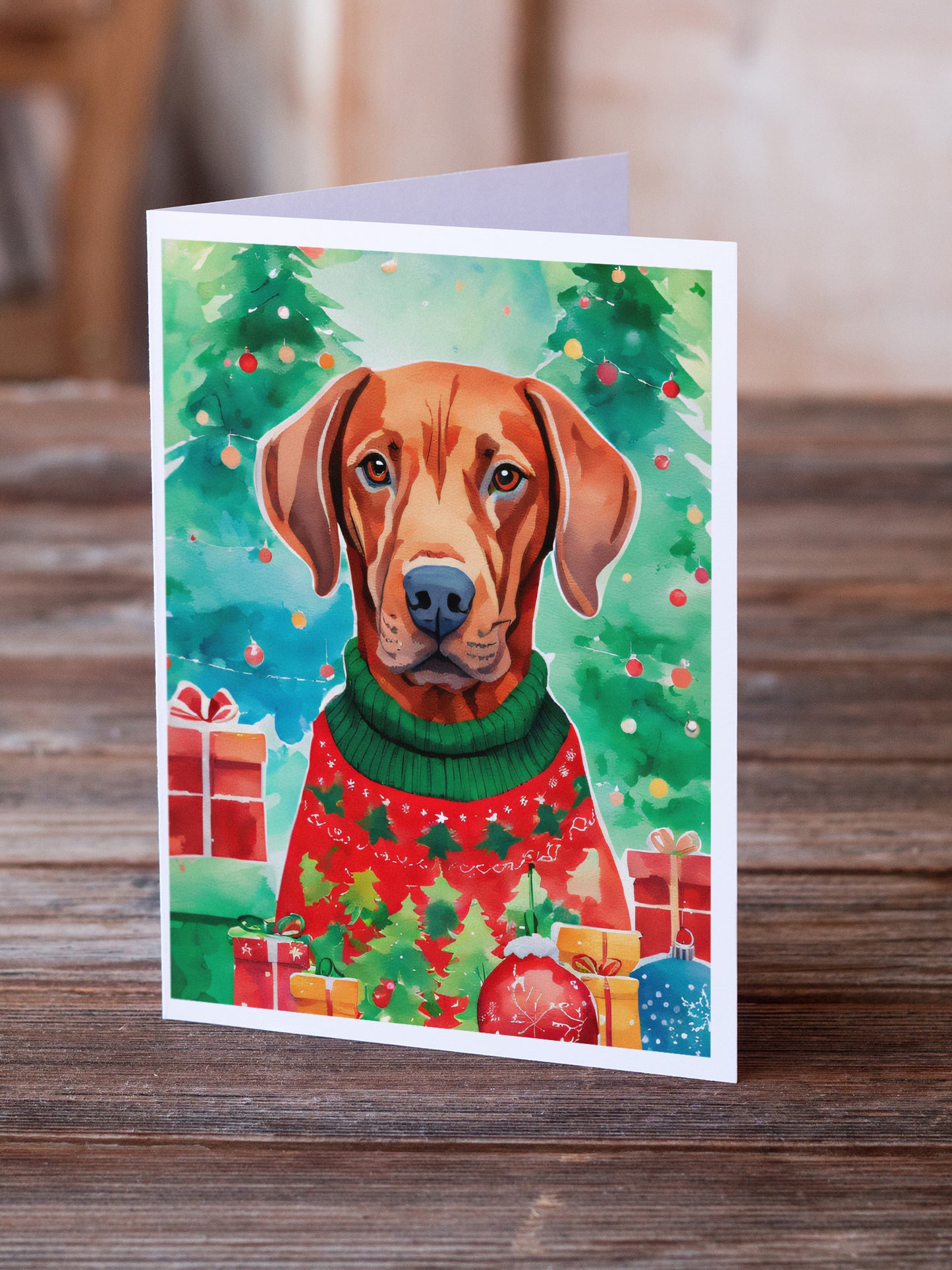 Vizsla Christmas Greeting Cards Pack of 8