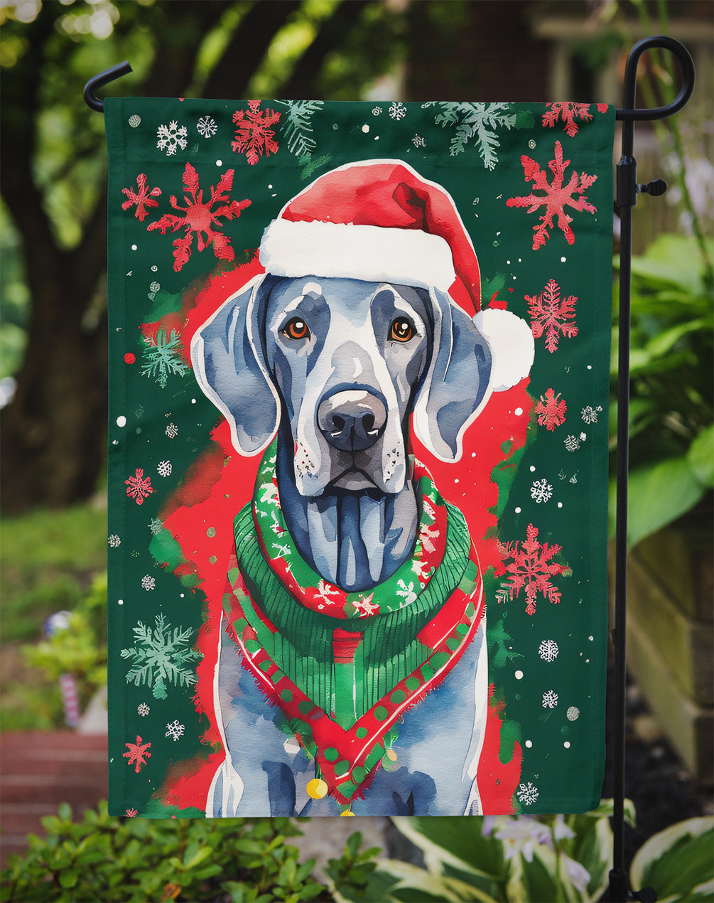 Weimaraner Christmas Garden Flag