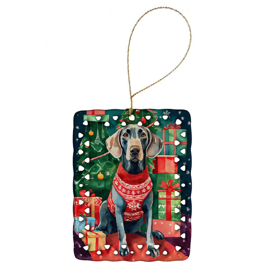 Buy this Weimaraner Christmas Porcelain Ornament