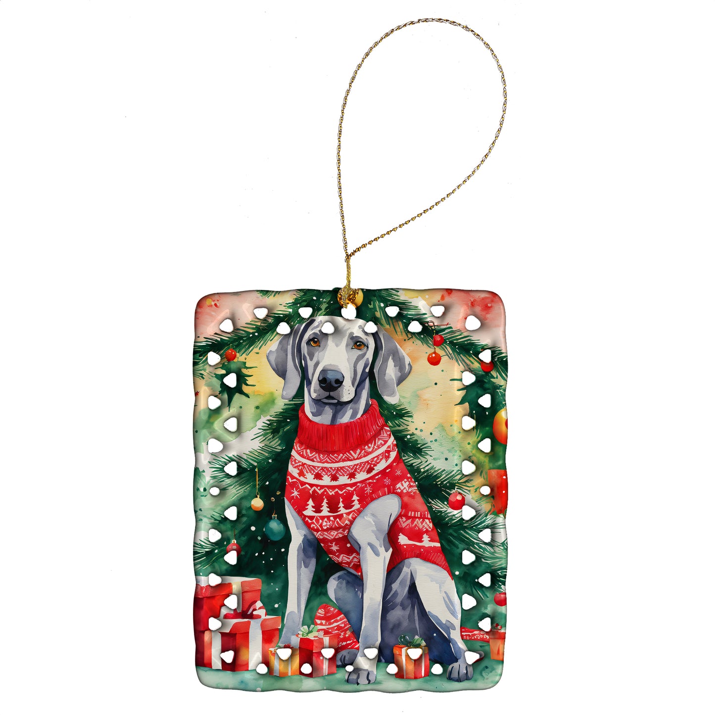 Buy this Weimaraner Christmas Porcelain Ornament