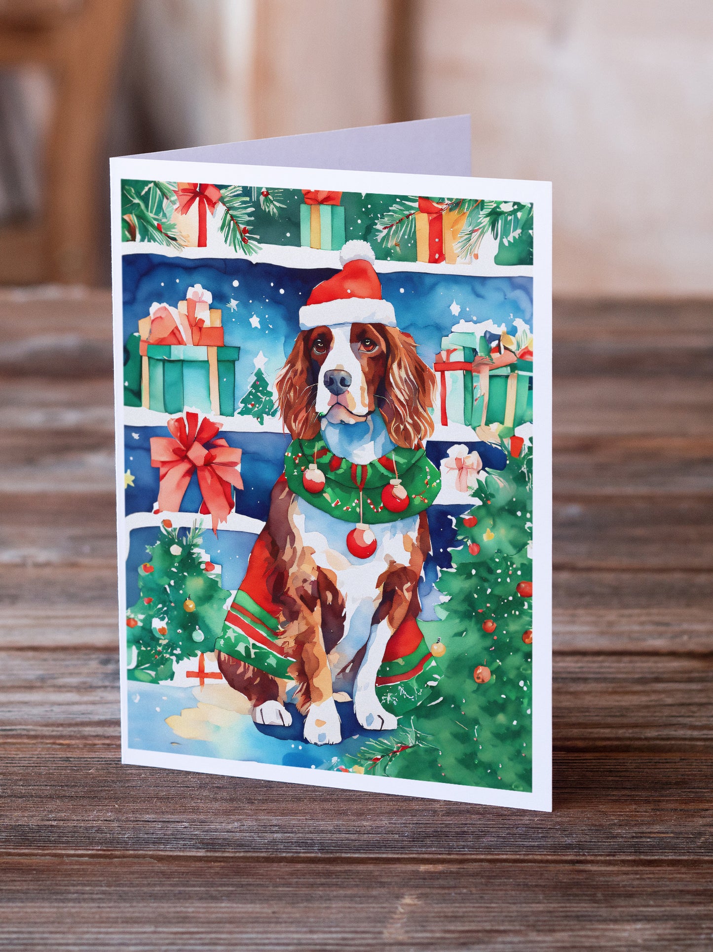 Welsh Springer Spaniel Christmas Greeting Cards Pack of 8