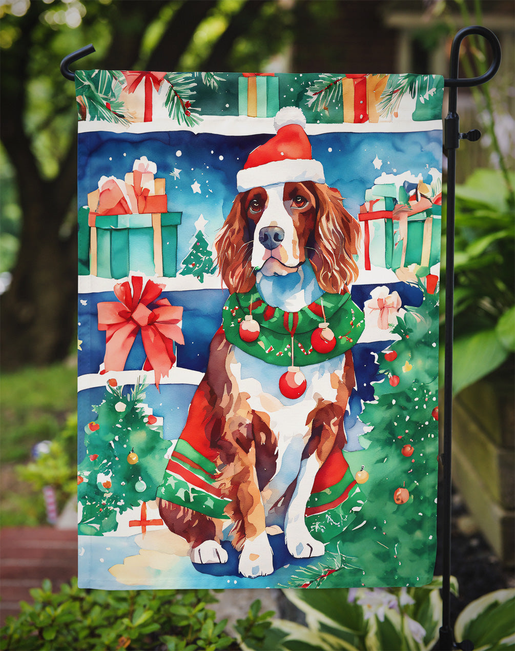 Welsh Springer Spaniel Christmas Garden Flag