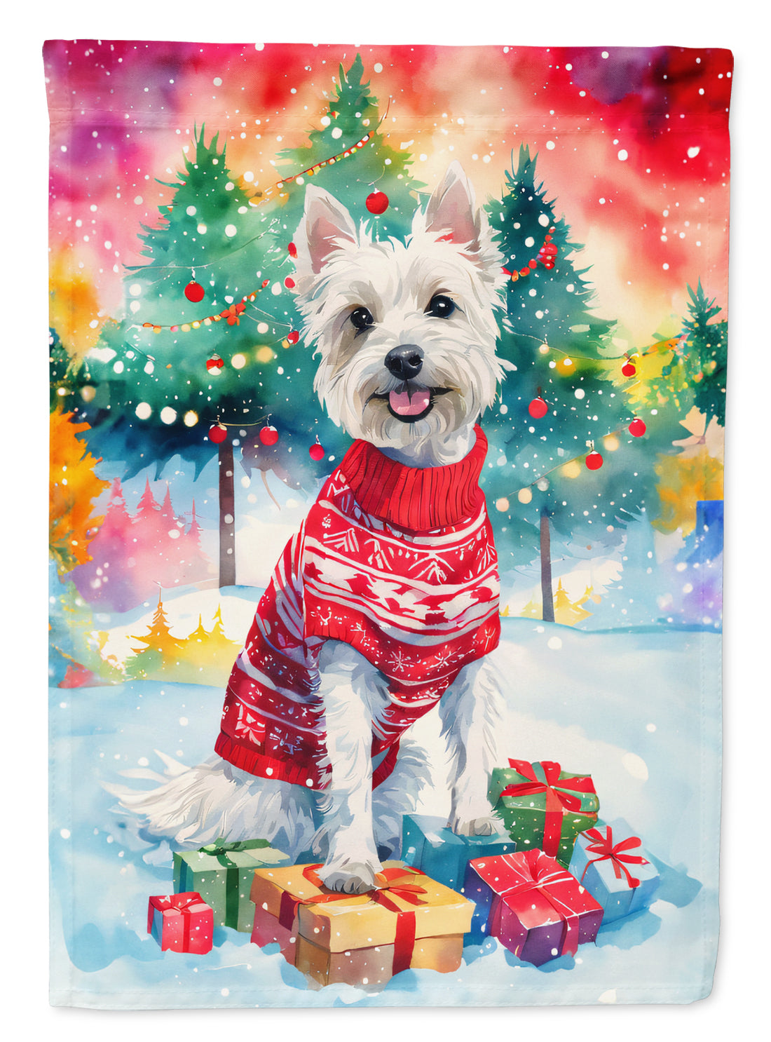 Buy this Westie Christmas House Flag