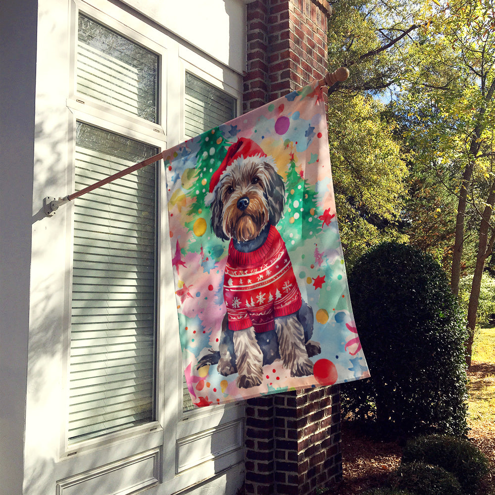 Wirehaired Pointing Griffon Christmas House Flag