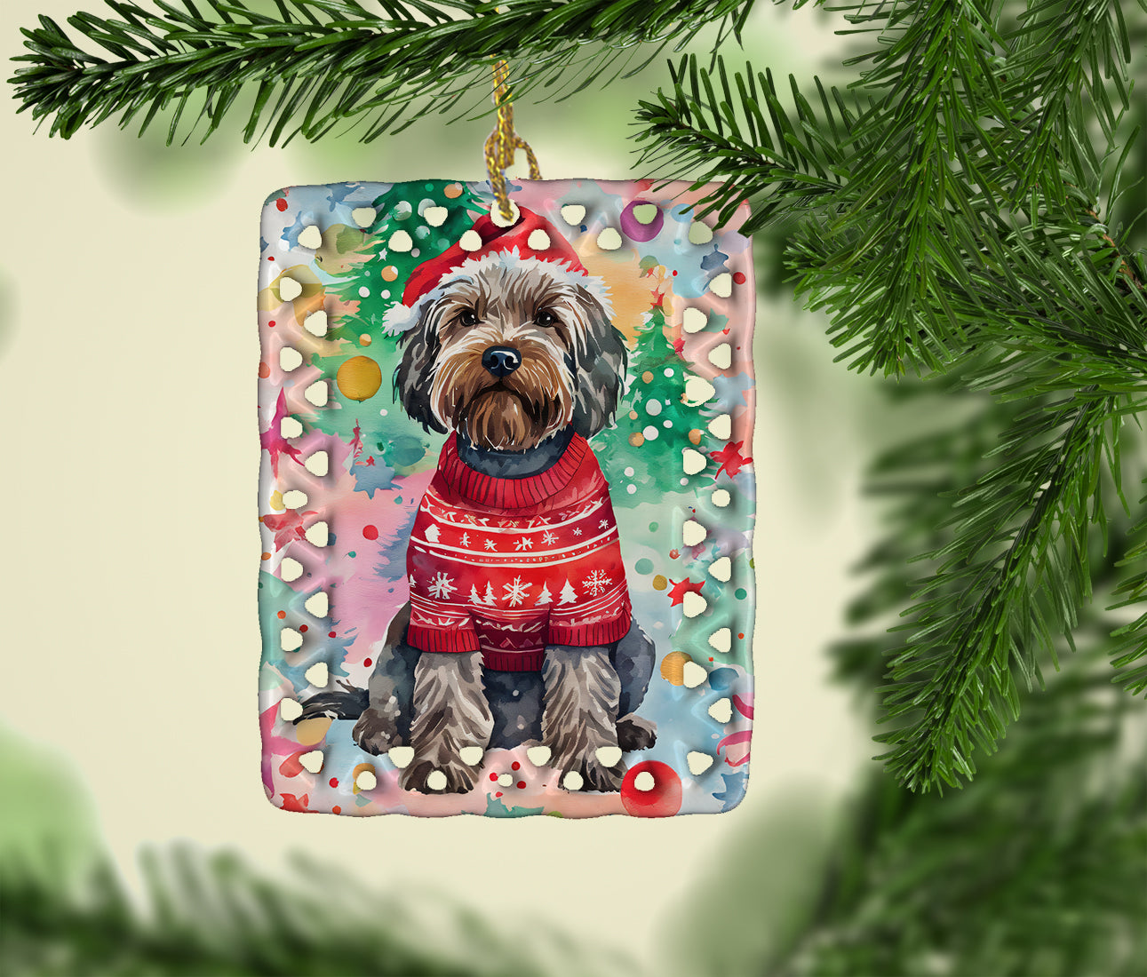 Wirehaired Pointing Griffon Christmas Porcelain Ornament