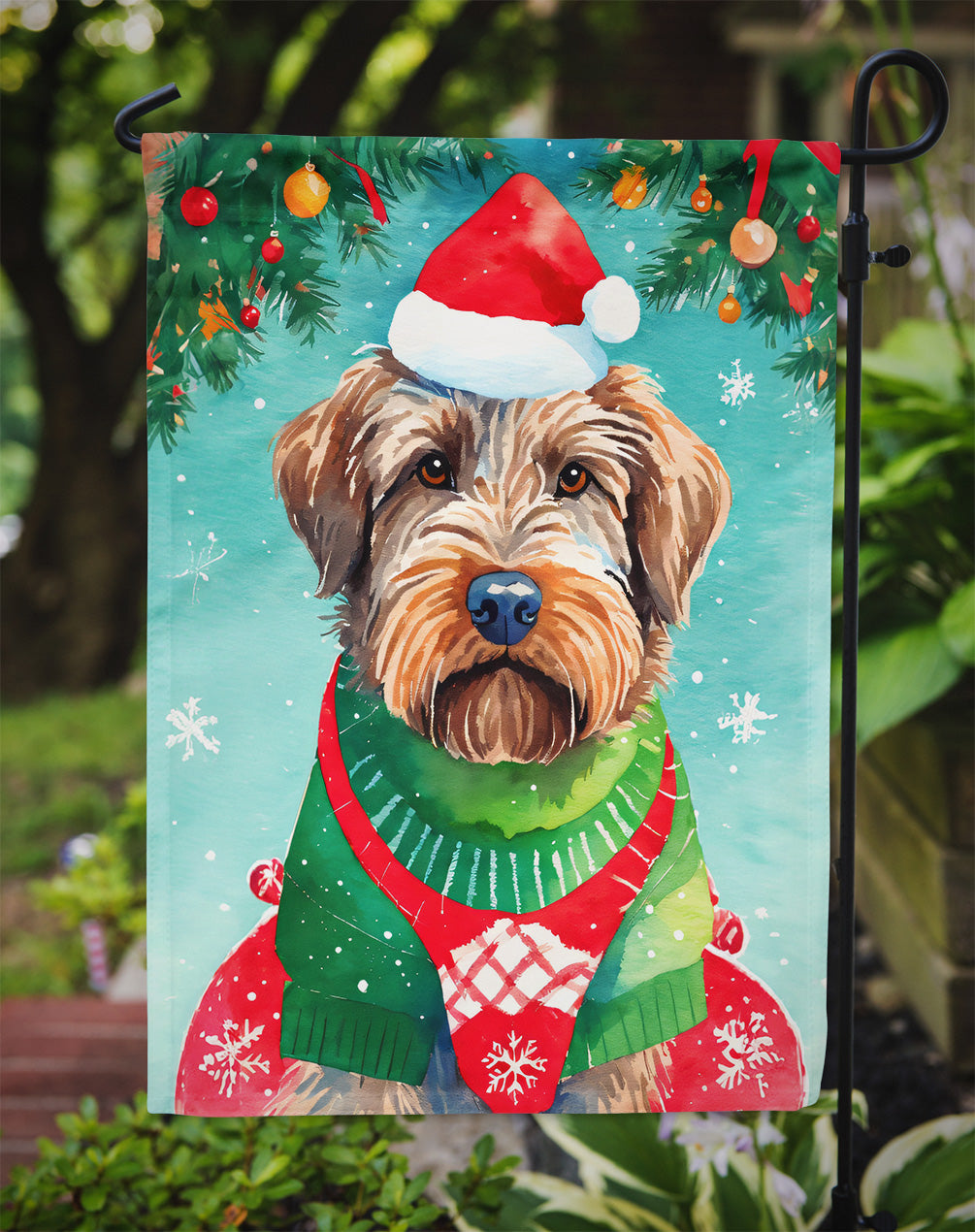 Wirehaired Pointing Griffon Christmas Garden Flag