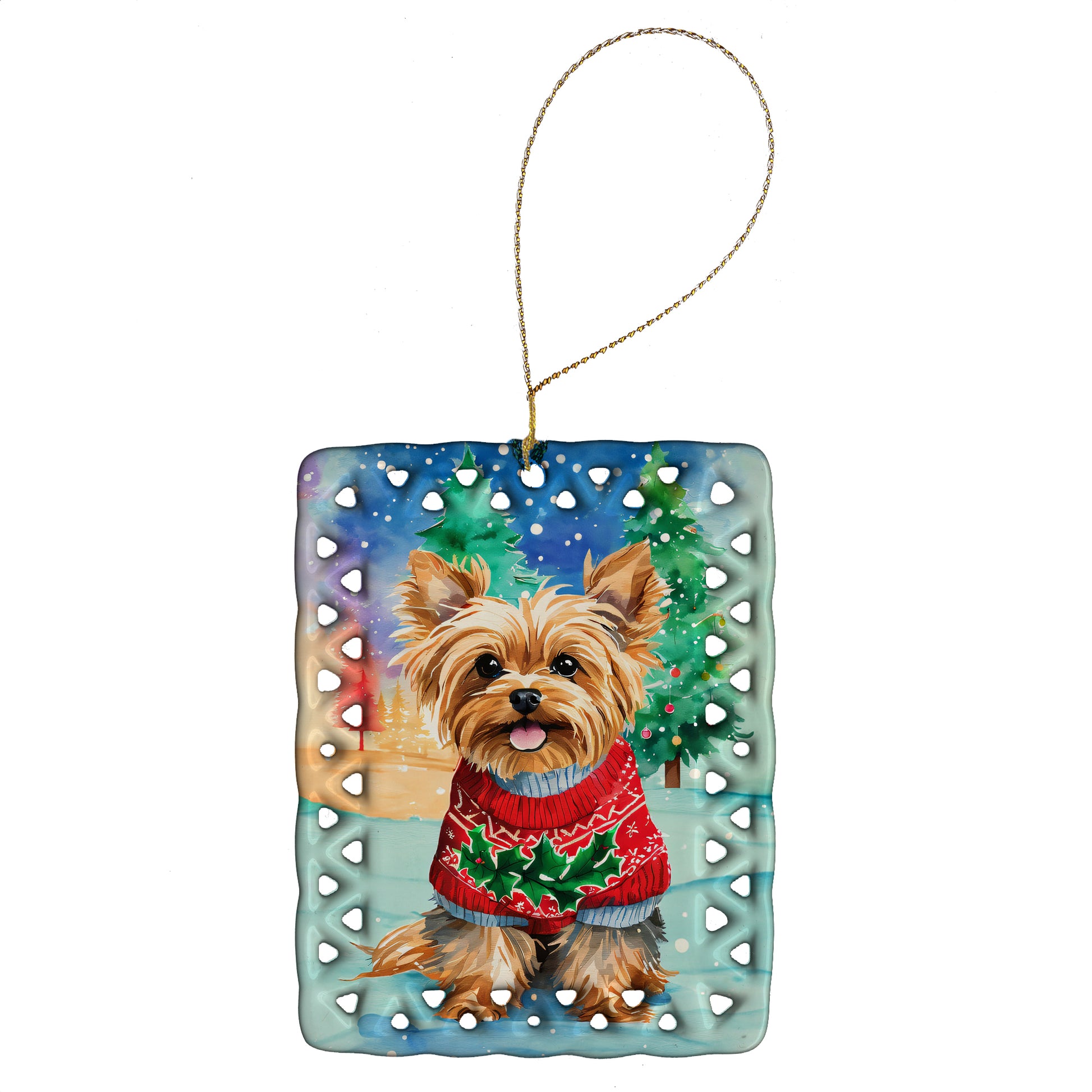 Buy this Yorkshire Terrier Yorkie Christmas Porcelain Ornament