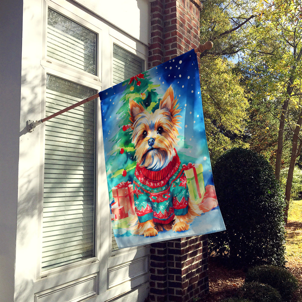 Yorkshire Terrier Yorkie Christmas House Flag