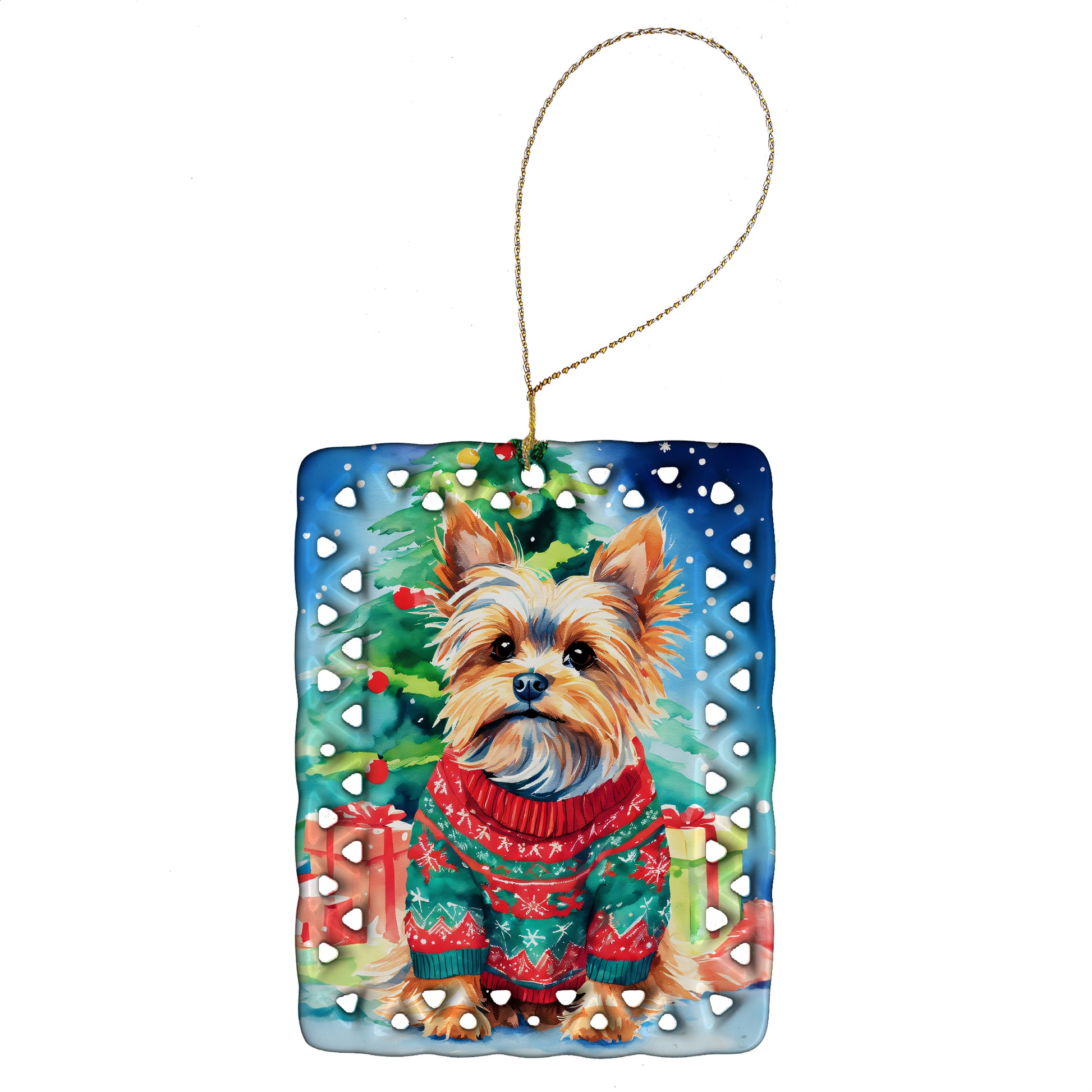 Buy this Yorkshire Terrier Yorkie Christmas Porcelain Ornament