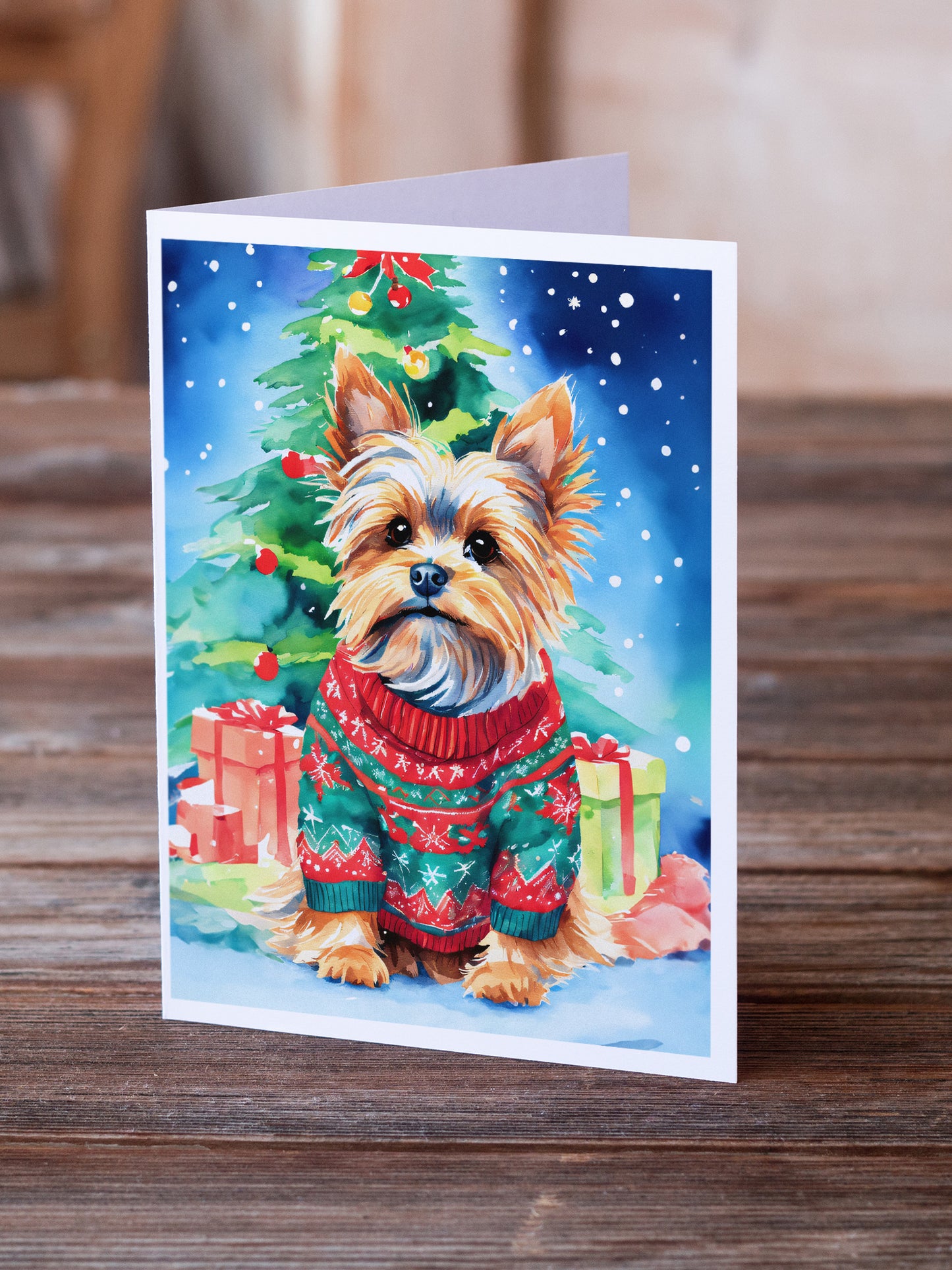 Yorkshire Terrier Yorkie Christmas Greeting Cards Pack of 8