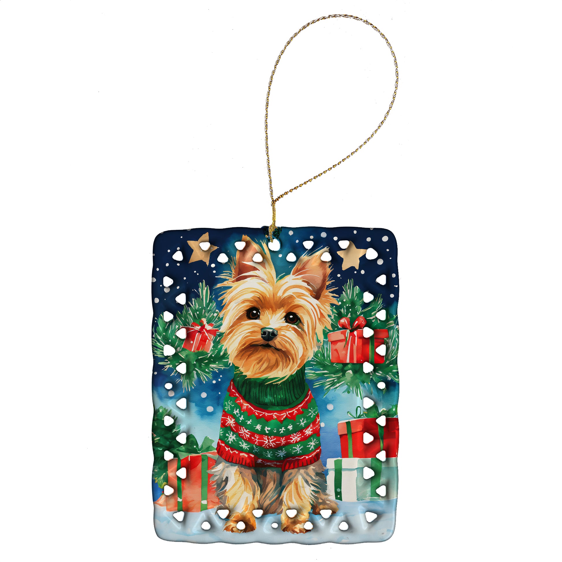 Buy this Yorkshire Terrier Yorkie Christmas Porcelain Ornament