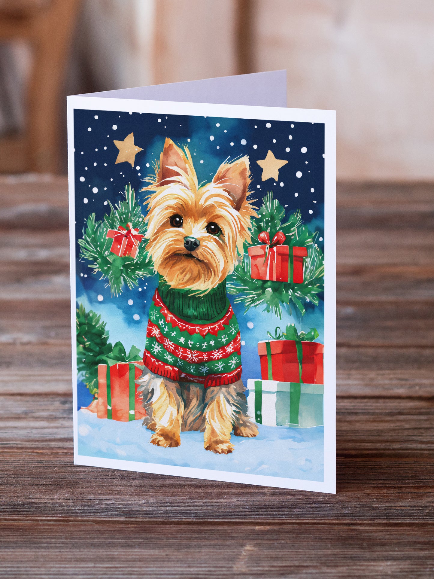 Yorkshire Terrier Yorkie Christmas Greeting Cards Pack of 8