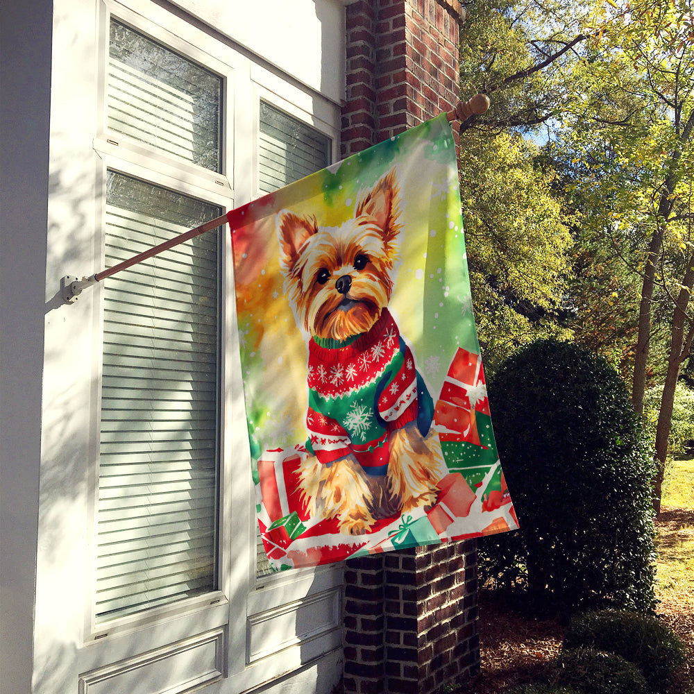 Yorkshire Terrier Yorkie Christmas House Flag