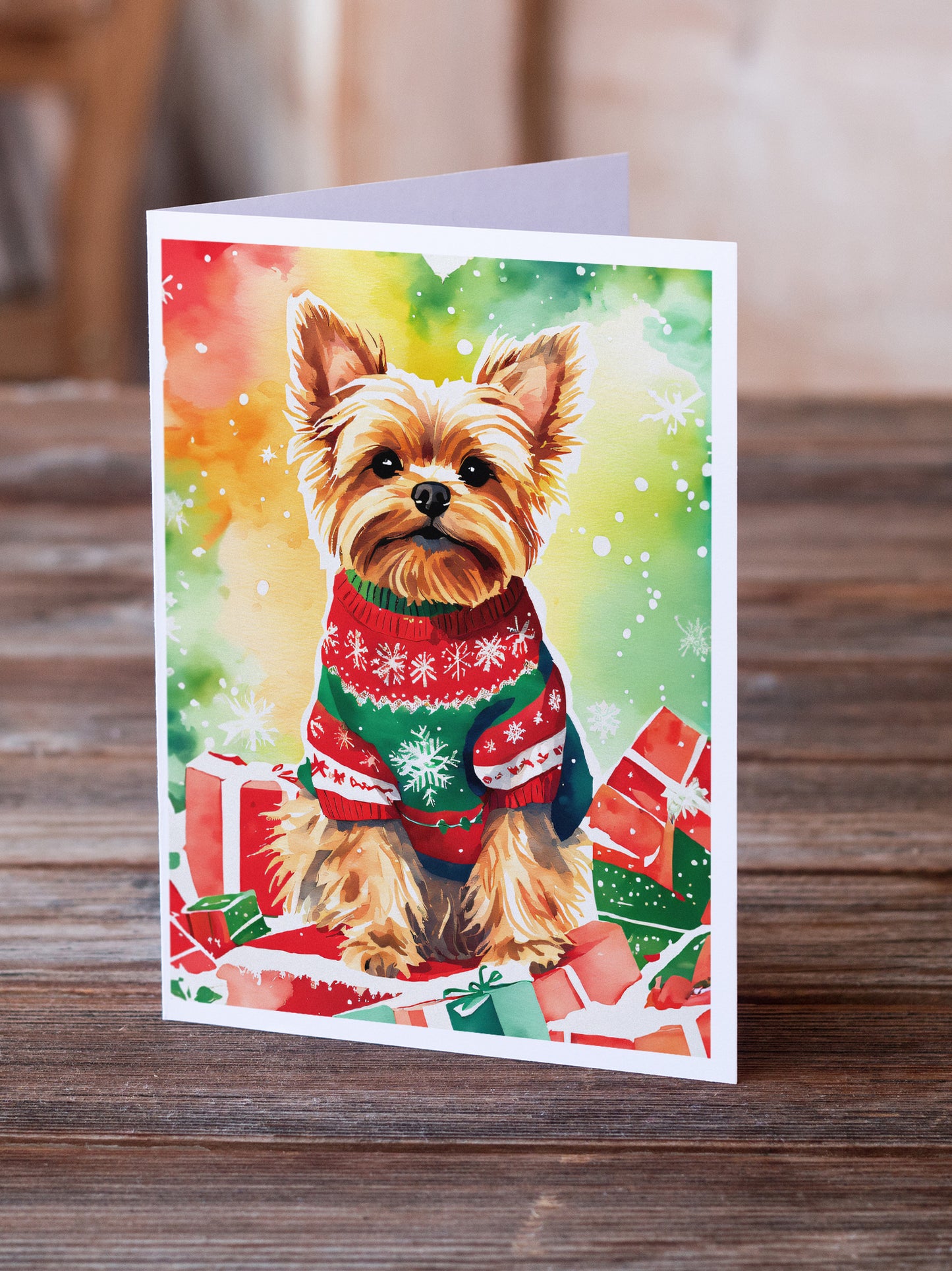 Yorkshire Terrier Yorkie Christmas Greeting Cards Pack of 8