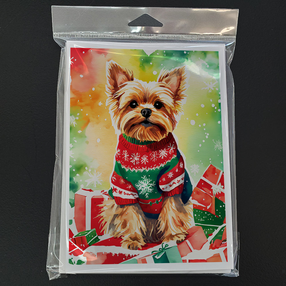 Yorkshire Terrier Yorkie Christmas Greeting Cards Pack of 8