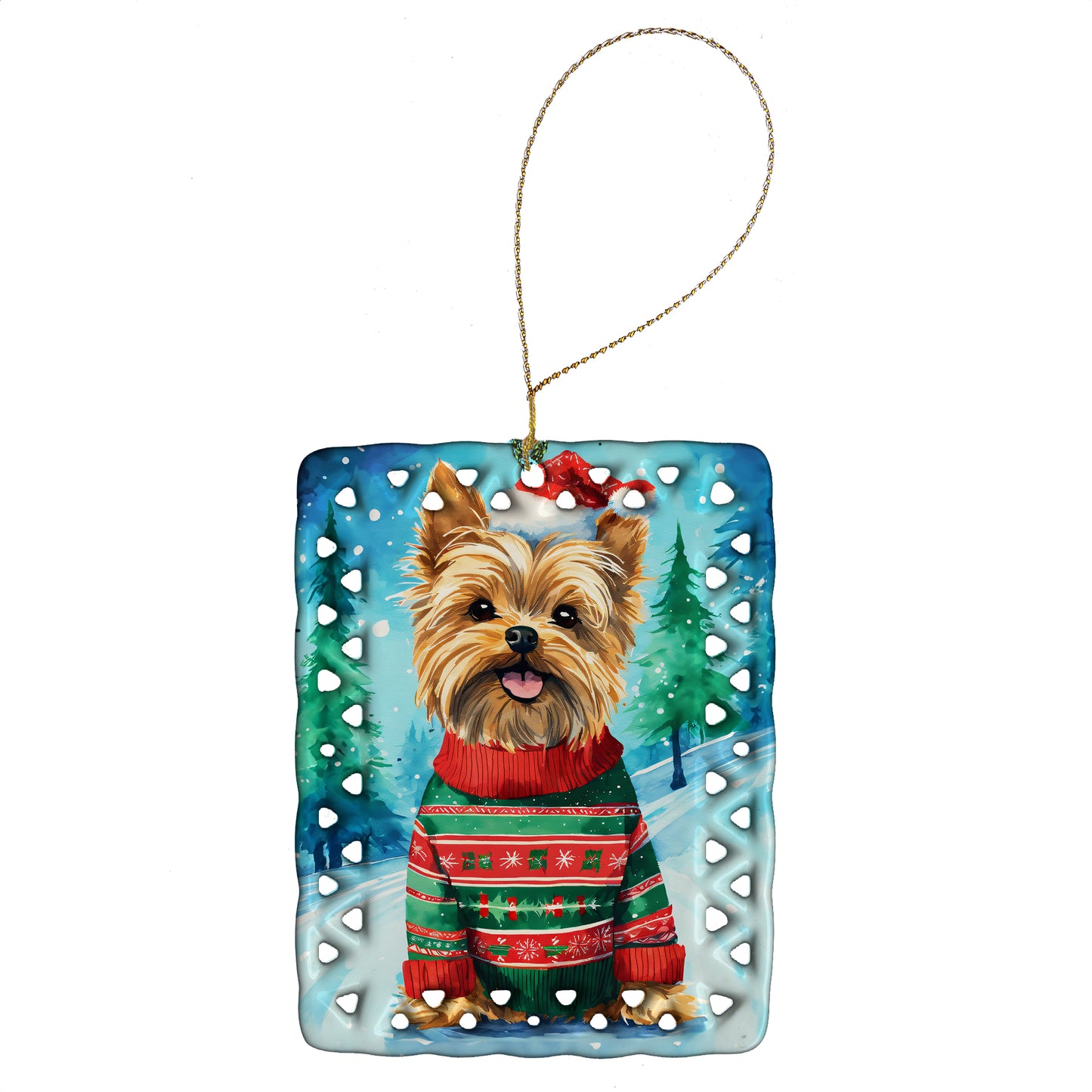 Buy this Yorkshire Terrier Yorkie Christmas Porcelain Ornament