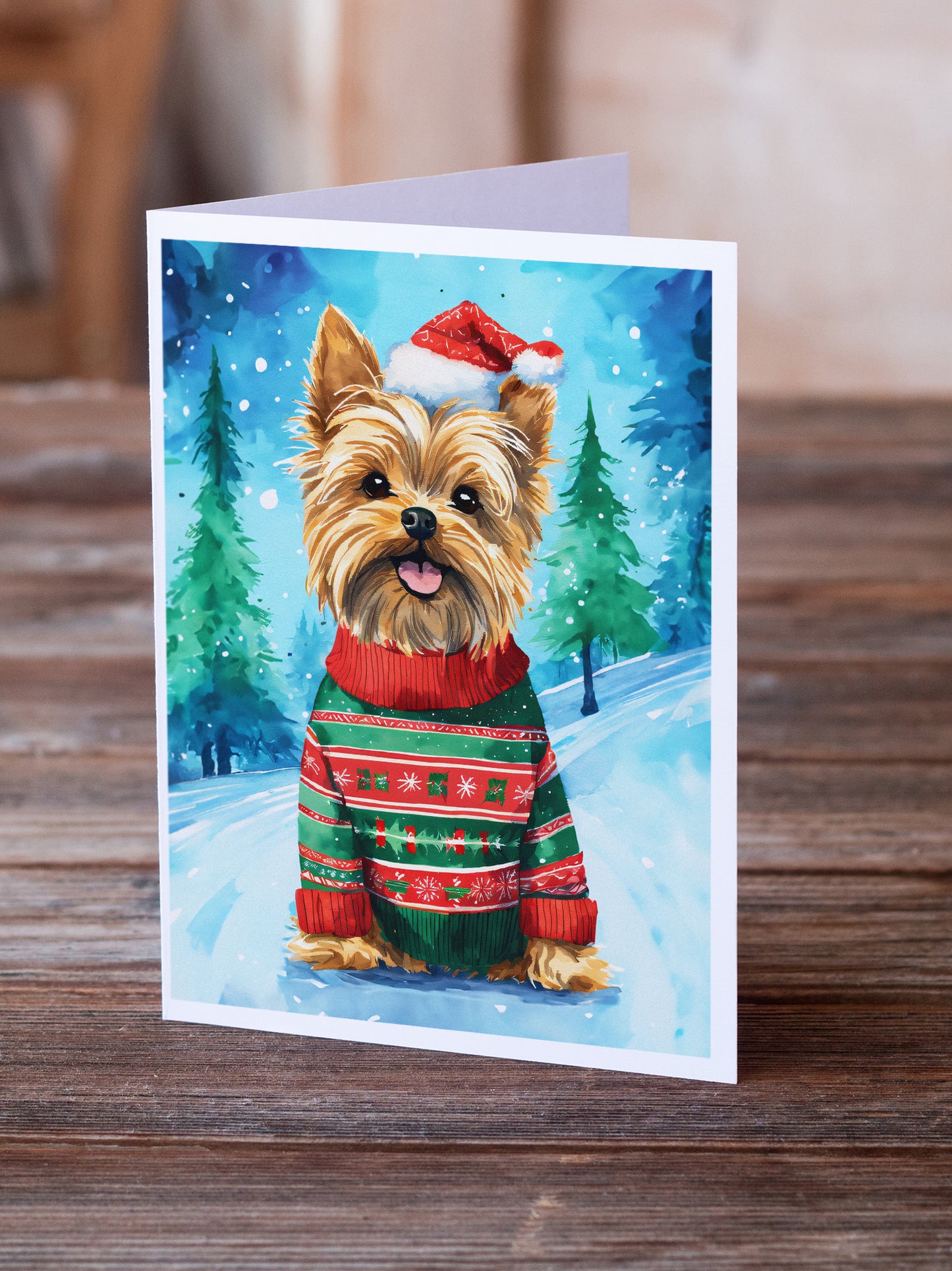 Yorkshire Terrier Yorkie Christmas Greeting Cards Pack of 8