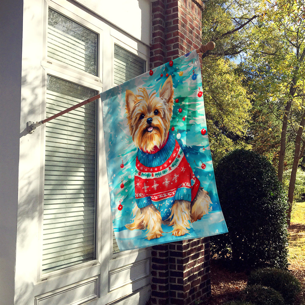 Yorkshire Terrier Yorkie Christmas House Flag