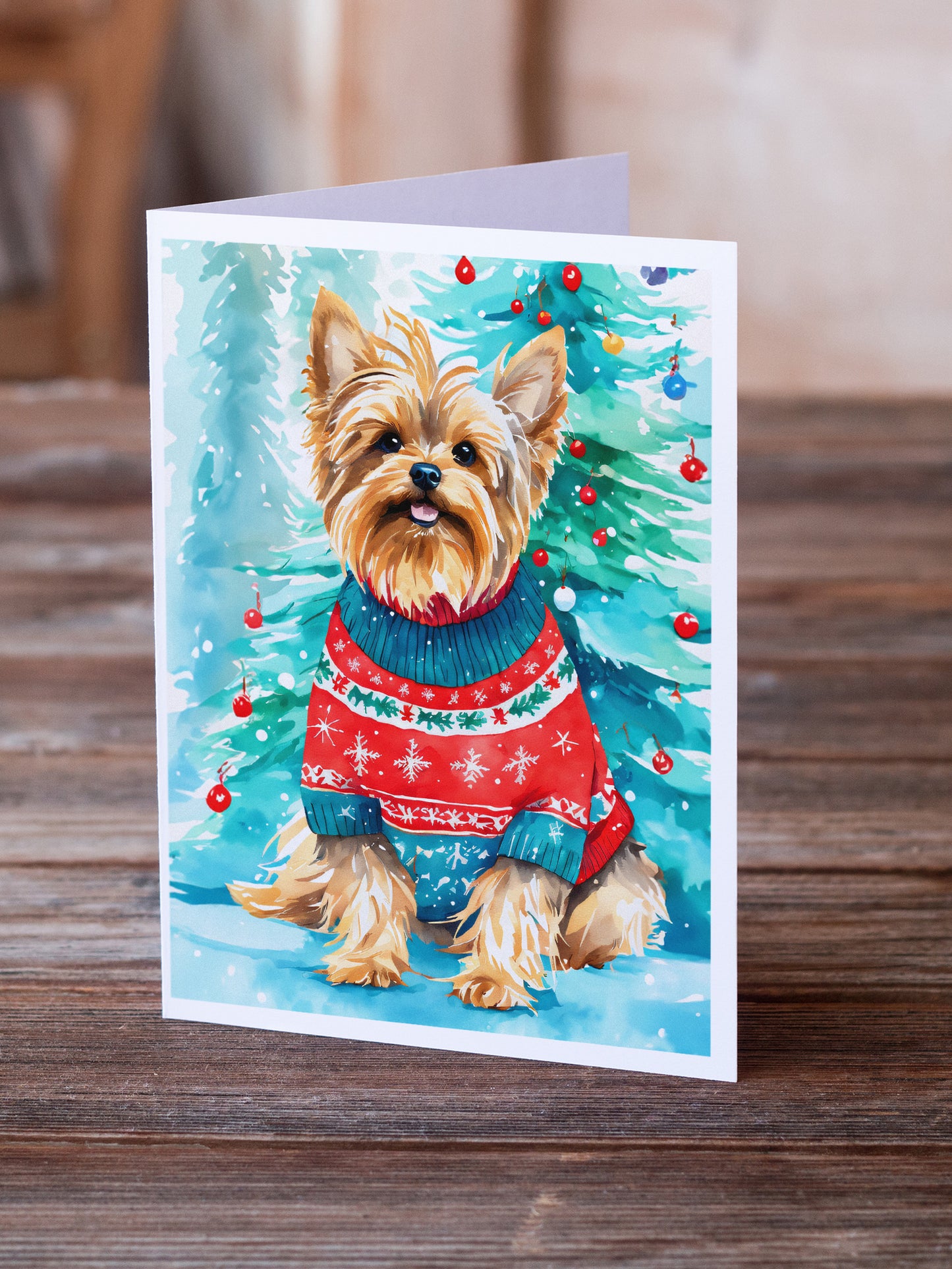 Yorkshire Terrier Yorkie Christmas Greeting Cards Pack of 8