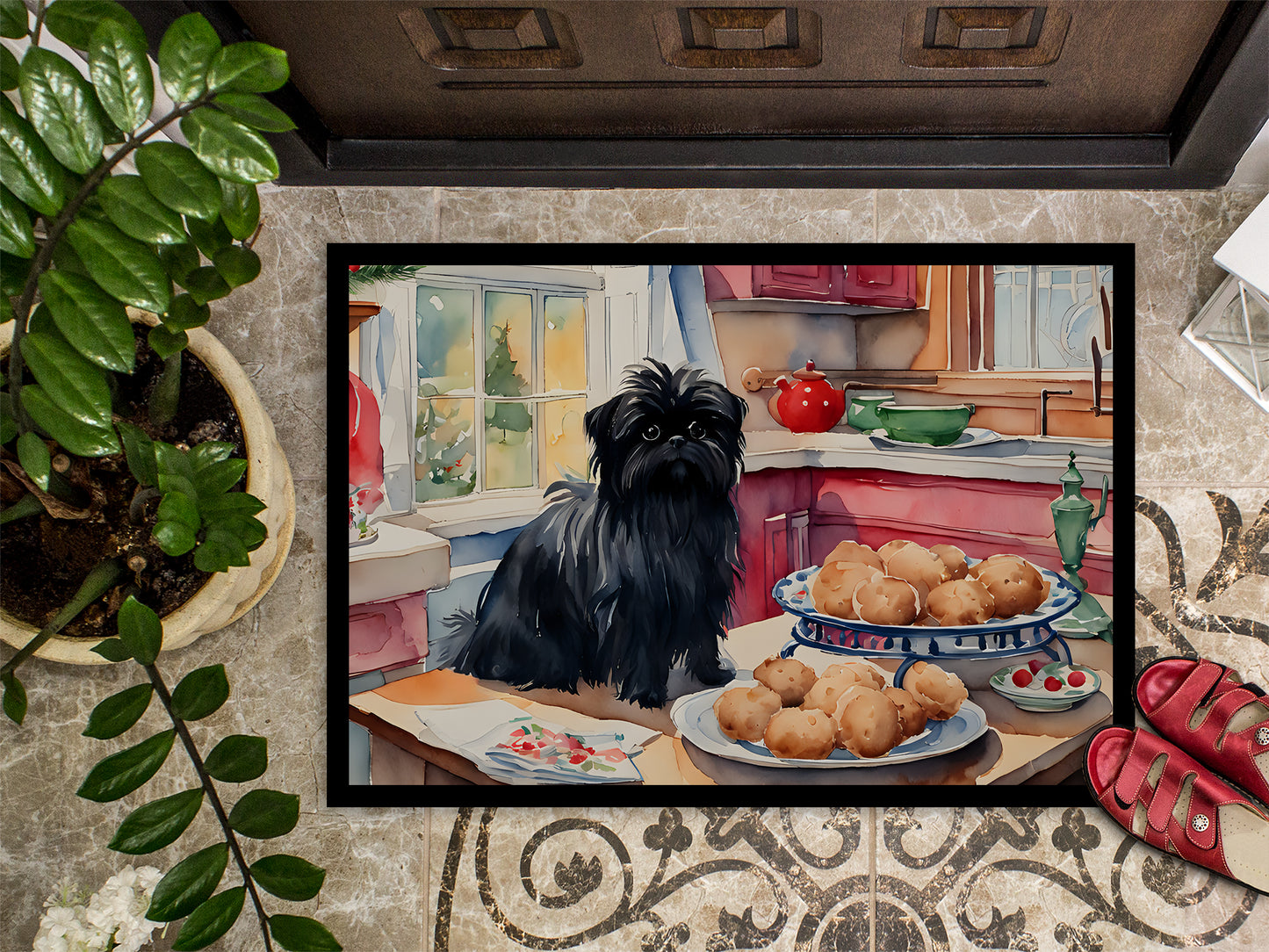 Affenpinscher Christmas Cookies Doormat