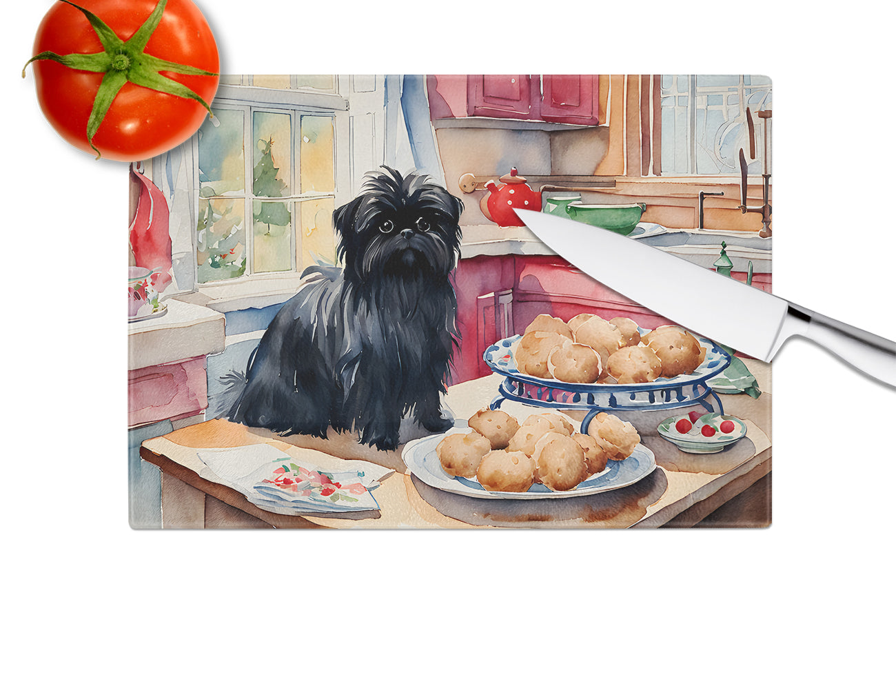 Affenpinscher Christmas Cookies Glass Cutting Board