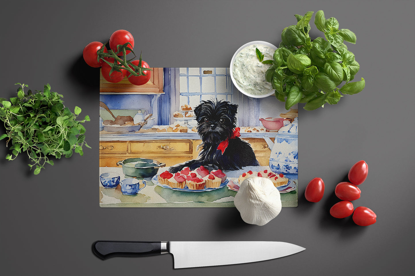 Affenpinscher Christmas Cookies Glass Cutting Board