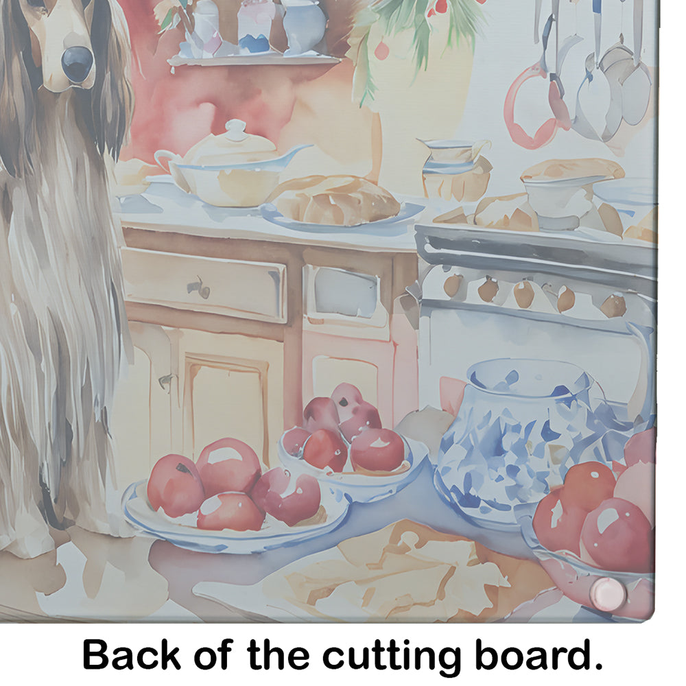 Afghan Hound Christmas Cookies Glass Cutting Board