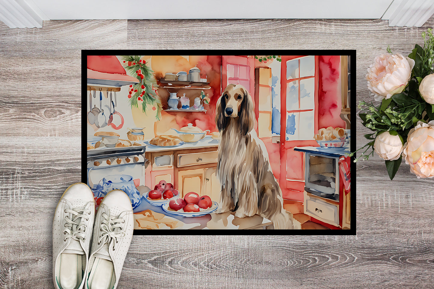 Afghan Hound Christmas Cookies Doormat