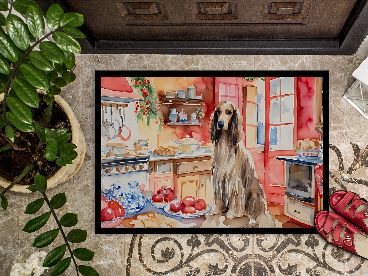 Afghan Hound Christmas Cookies Doormat