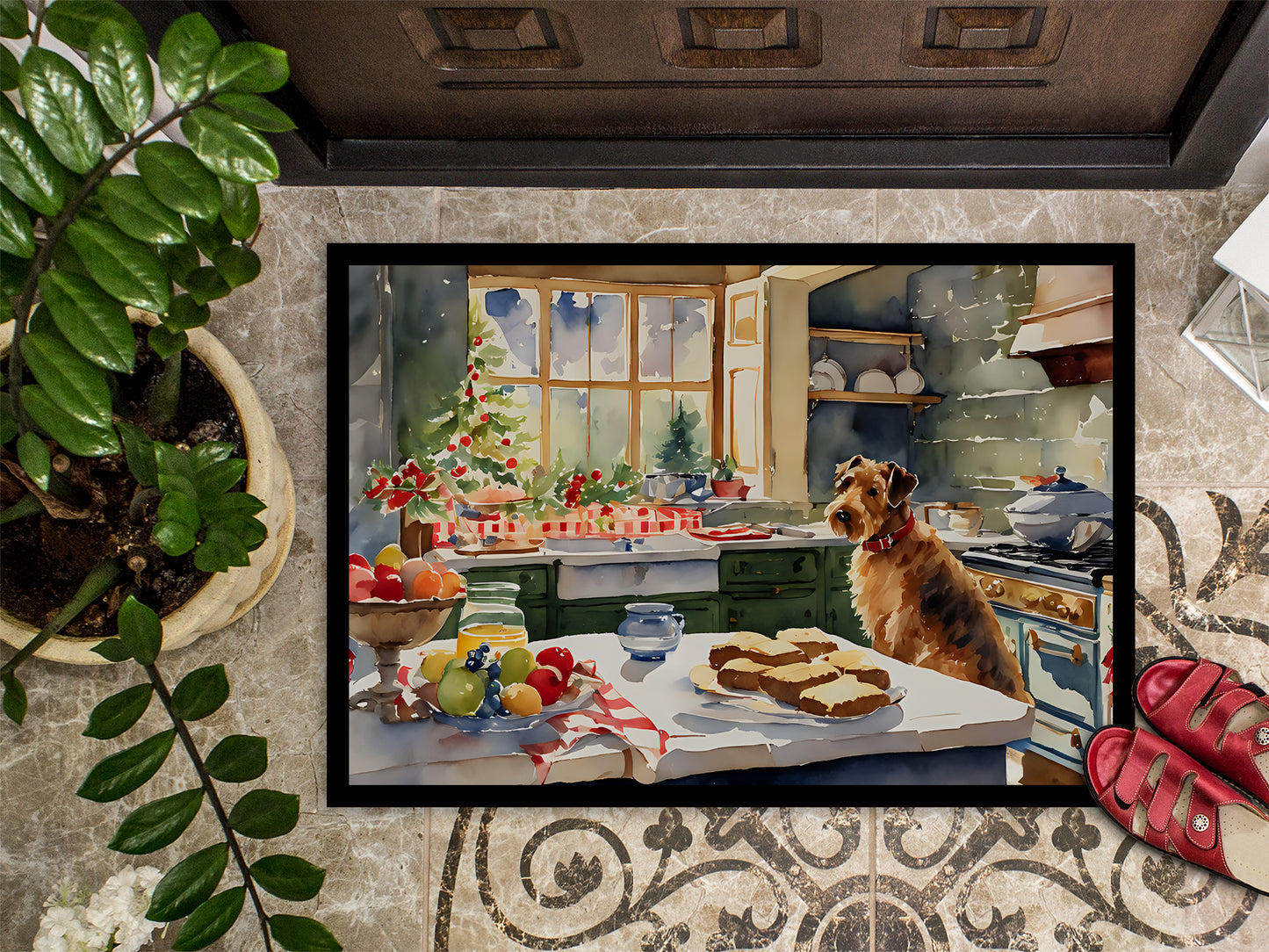 Airedale Terrier Christmas Cookies Doormat