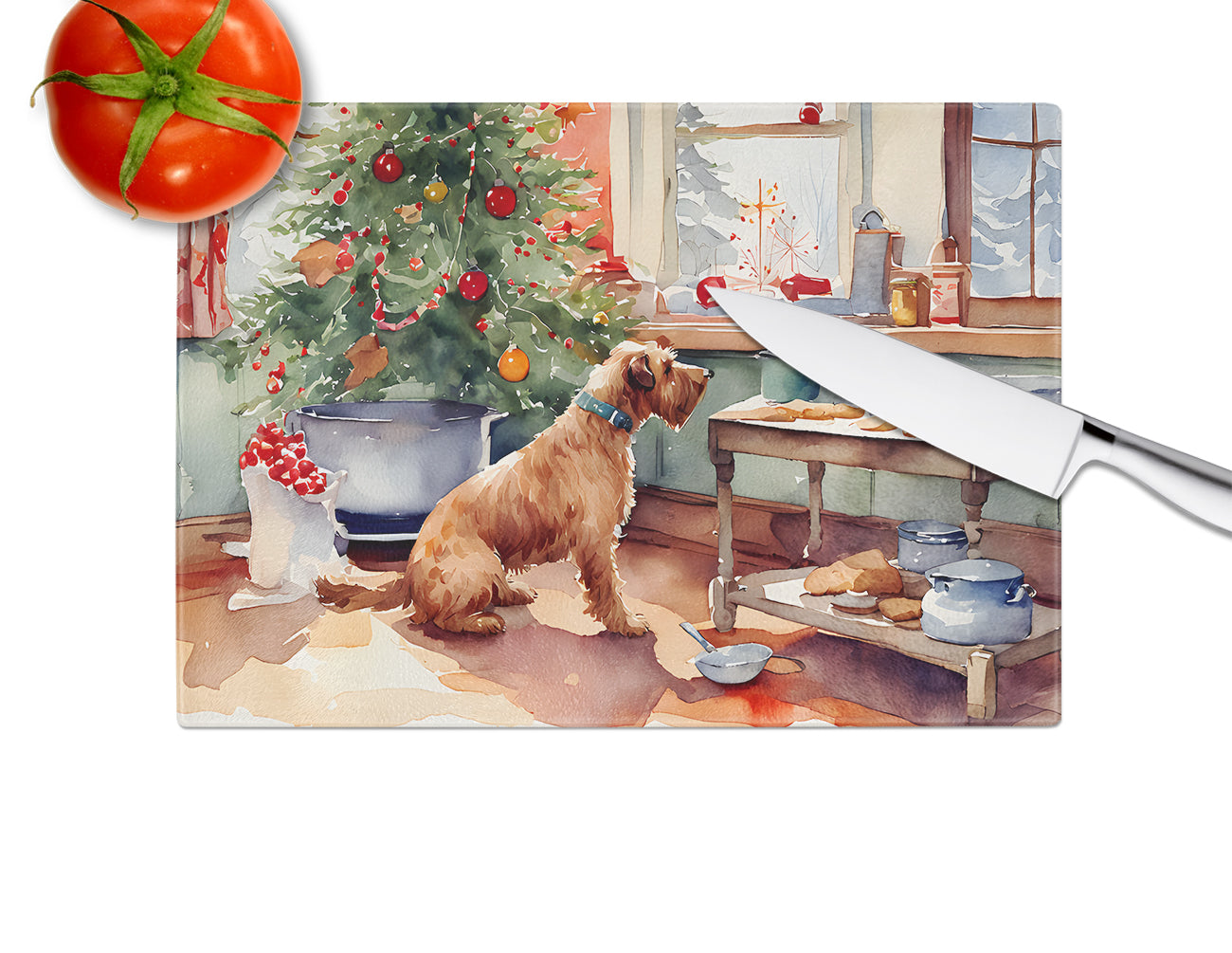 Airedale Terrier Christmas Cookies Glass Cutting Board